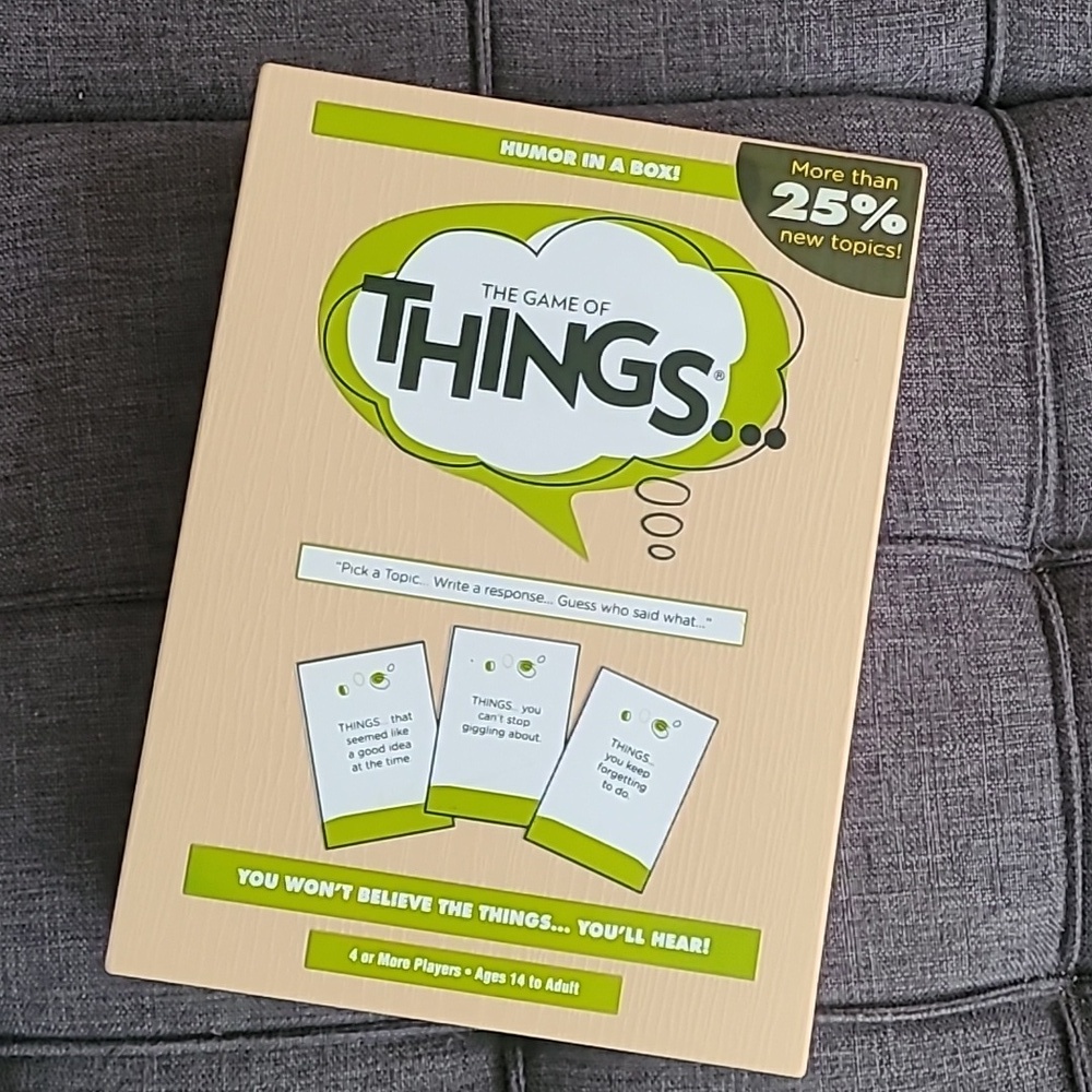THE‎ GAME OF THINGS...HUMOR IN A BOX! nib guess who said what topic response